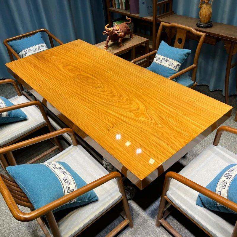 非洲柚木大板桌实木茶桌餐桌原木办公会议桌书桌子新中式茶台整板