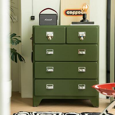 Unicafurn日式覆古铁皮柜卧室四层五斗柜餐柜ins金属抽屉收纳柜