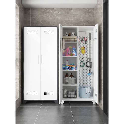 菲利特家政柜拖把扫帚保洁工具收纳柜户外阳台储物清洁柜带洞洞板