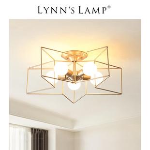 Lynn& 全銅五角星吸頂燈臥室客廳北歐書房輕奢黃銅過 立意 x27;s