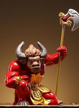 陶瓷招财牛摆件客厅桌面酒柜牛装饰工艺品牛气冲天牛年开业礼品