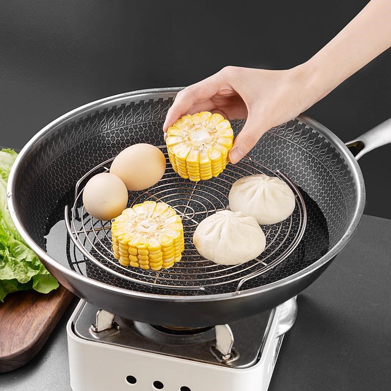 精工304不锈钢蒸盘蒸笼蒸屉架隔水蒸K片家用蒸锅篦子炒锅蒸格