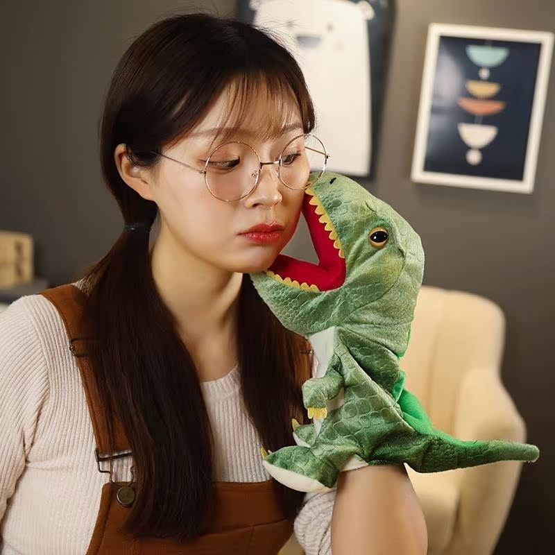 恐龙手偶玩具表演布偶手套毛绒动物娃娃嘴巴能动儿童腹语手指玩偶
