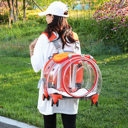 宠物猫咪外出拉杆箱狗狗便携航空箱全景透明透气双肩背包泡泡箱包