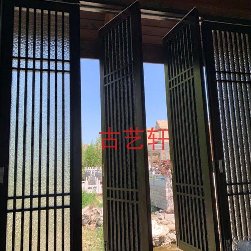 定制中式实木花格木屏风隔断木格栅隐形门窗折叠屏风仿古凉亭木屋