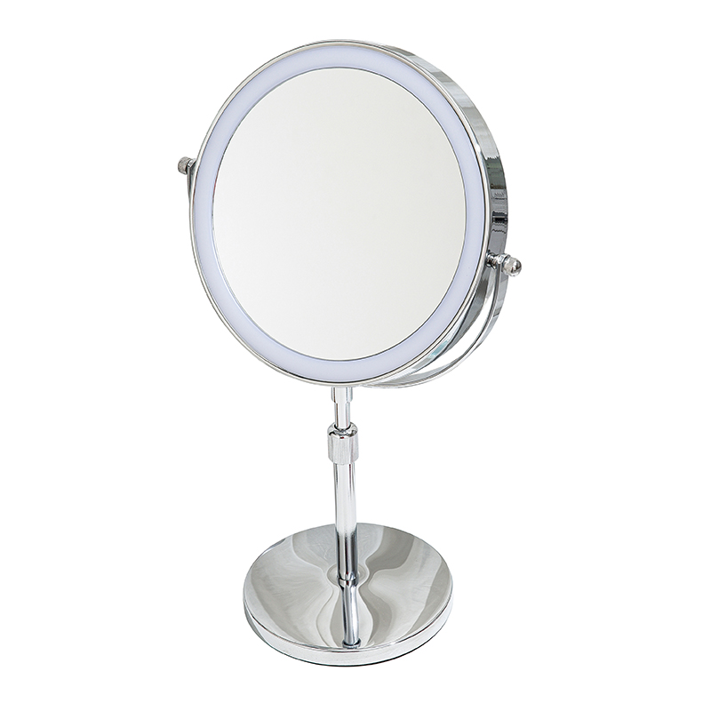 忆美 化妆镜带灯台式LED双面镜桌面梳妆镜便携手持镜放大美妆镜子