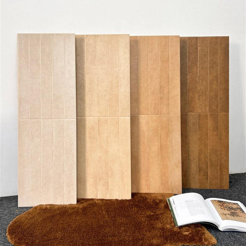 中古美拉德柔光做旧仿条砖素色瓷砖浴室餐饮工装棕色背景墙墙砖