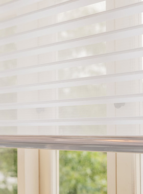 白色香格里拉遮光柔纱帘客厅浴室办公室卧室双层卷帘百叶帘免打孔