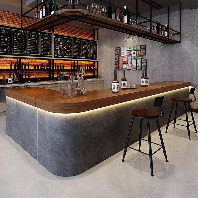 工业风酒吧吧台咖啡店餐厅收银台奶茶蛋糕店前台接待台转角取餐台