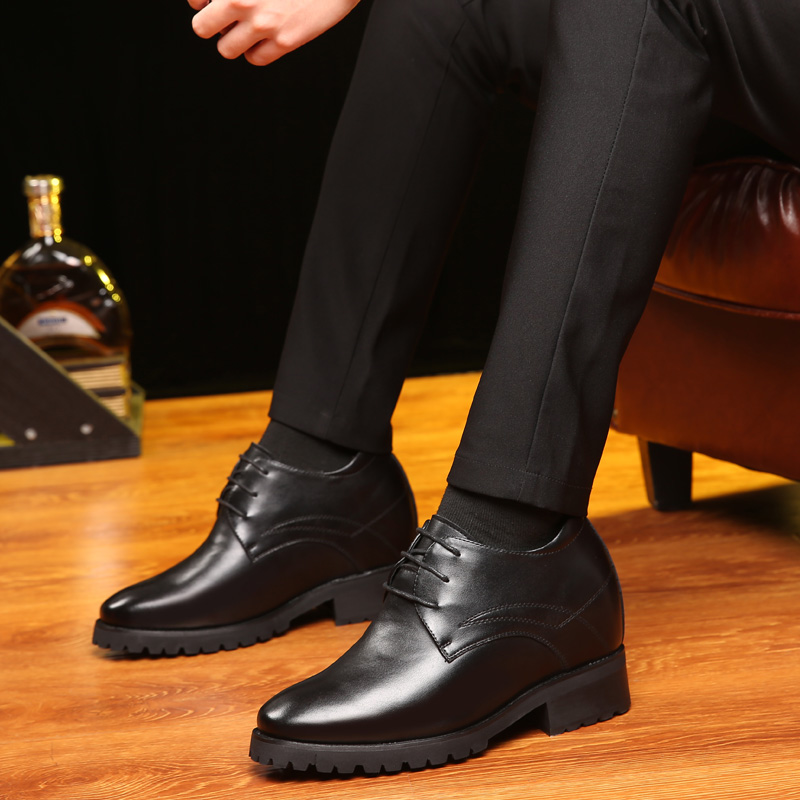 新款男士增高鞋男12cm隐形内增高皮鞋商务男鞋12厘米厚底英伦