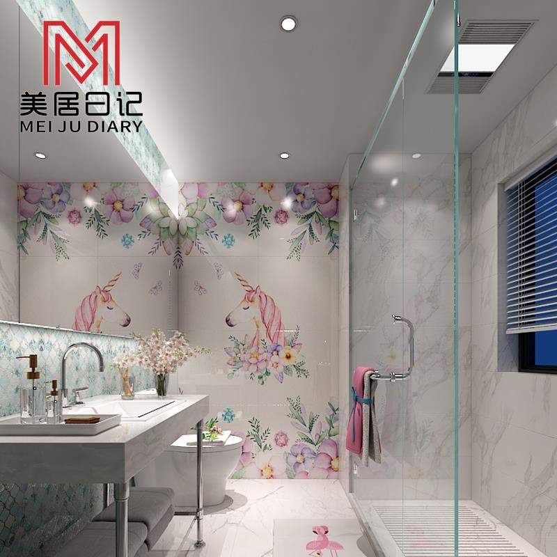 玄关客厅艺术背景墙瓷砖壁画少女心墙画微晶石岩板浴室洗手间墙砖