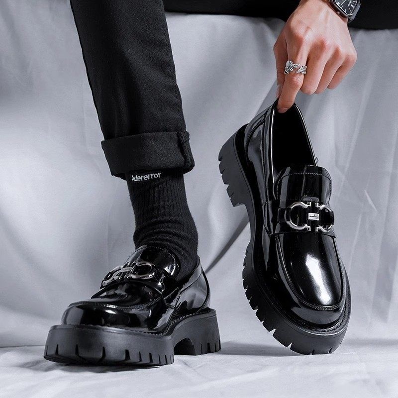 漆皮皮鞋男夏季透气商务正装一脚蹬亮面厚底男士高级感豆豆乐福鞋,流行男鞋,休闲皮鞋,淘宝优惠券,粉丝福利购,淘宝优惠卷