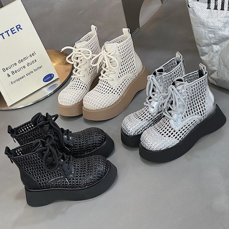 港风ulzzang编织网状凉鞋女外穿镂空夏季名媛百搭厚底凉靴罗马鞋,女鞋,罗马凉鞋,淘宝优惠券,粉丝福利购,淘宝优惠卷