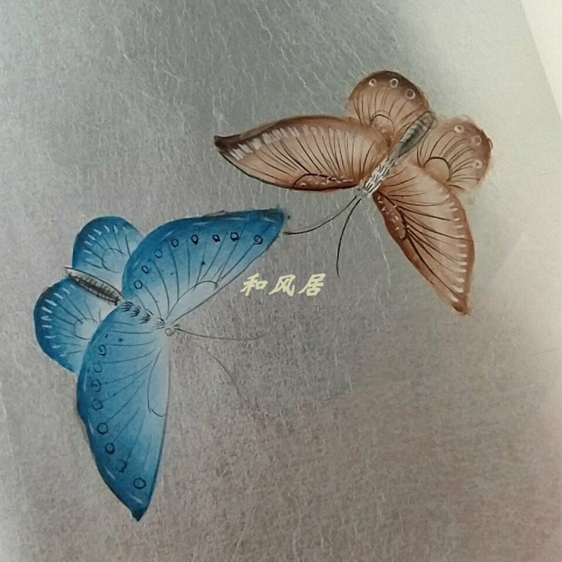 银箔手绘墙纸工笔花鸟法式美式客厅餐厅玄关背景墙装饰画