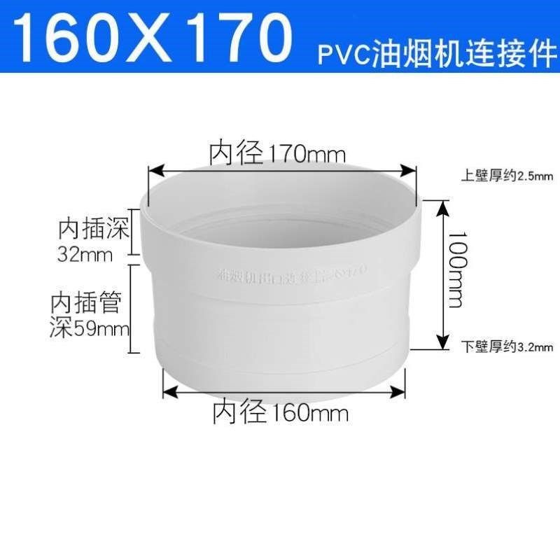 160PVC变径出风口圈大小头排气管转接头通P风管道油烟机变径管变