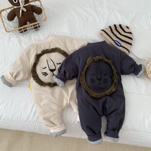 婴儿连体衣棉服冬装新生儿加厚哈衣外出抱服初生宝宝夹棉爬服棉袄