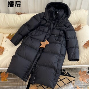 高端鹅绒羽绒服长款鹅绒服女冬季202F4新款极寒哈尔滨超厚过膝灰