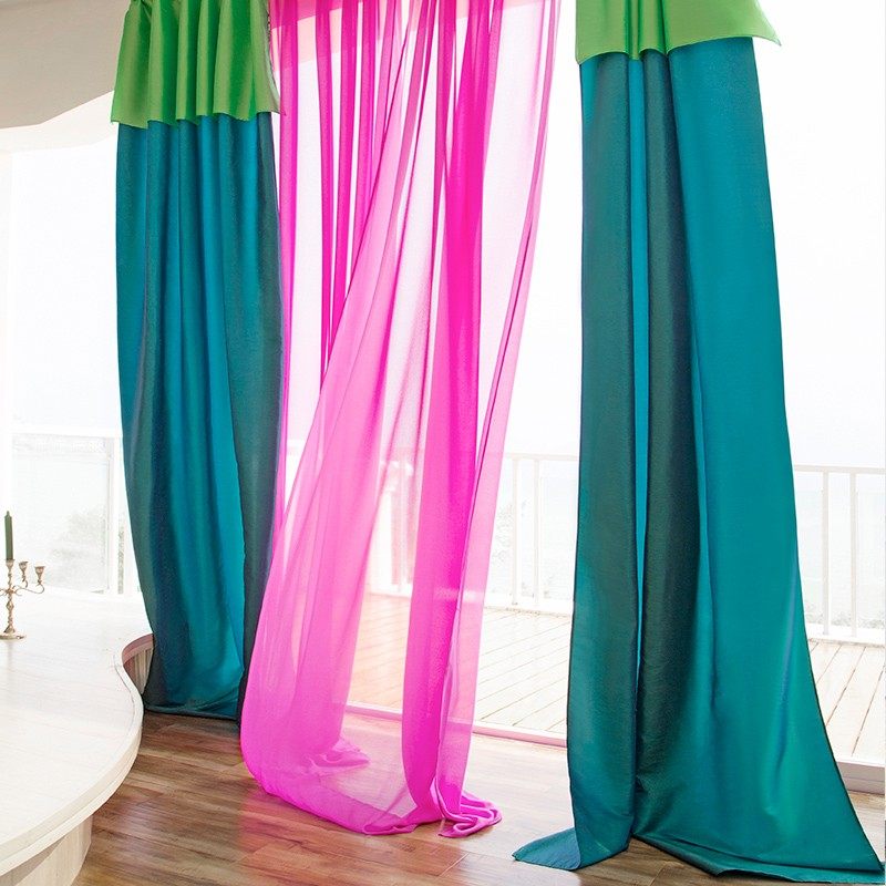 泰式飘窗东南亚田园风格布艺窗帘成品客厅卧室落地窗飘窗阳台定制