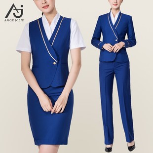 南航空姐制服女职业套q装高端金店医美工装售楼部高铁工作服宝蓝