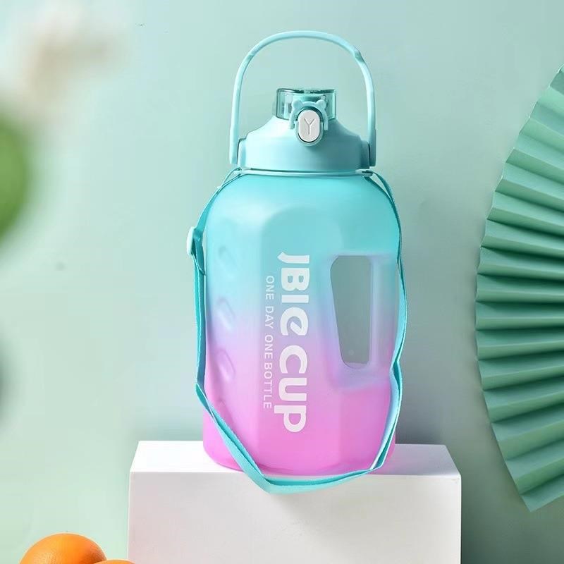 新款网红渐变健身男女生吨吨桶太空杯大容量水杯运动双饮弹跳水壶