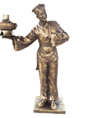 玻璃钢仿铸铜吃火锅迎宾定制雕塑民俗小品街道古镇建设步行街摆件