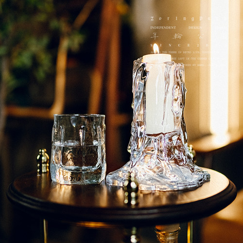 年轮公园 ZORINGPARK宅造店 烛泪烛台 欧式枝形 复古玻璃蜡烛摆件