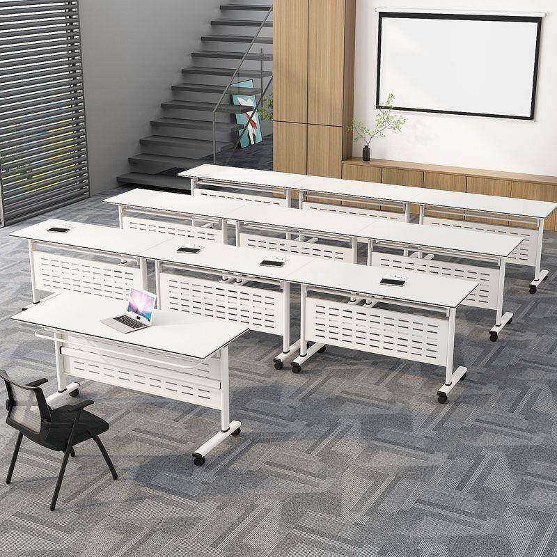 现货简约可移动折叠会议桌长条桌培训桌伸缩拼接办公桌子带轮子