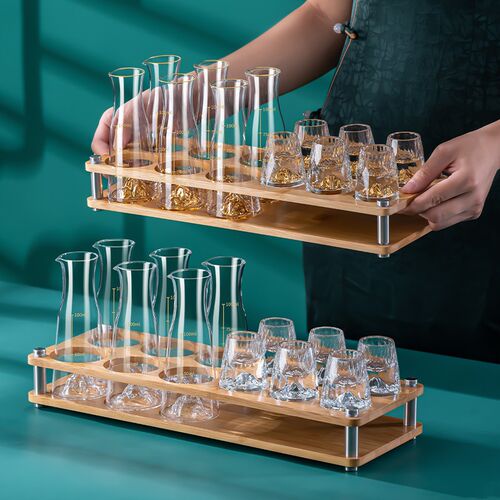 金箔白酒杯e子分酒器套装家用玻璃带刻度量酒器一口小号酒具盅杯