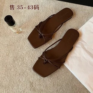 大码女鞋41到43细带平底凉拖鞋女夏外穿时尚2025新款41 42码凉鞋