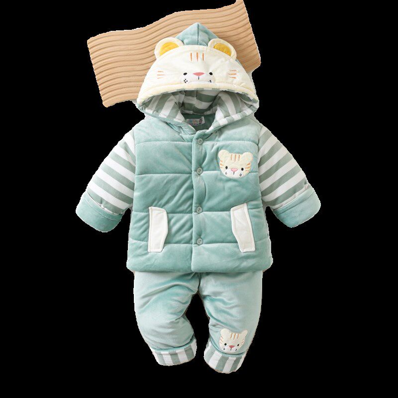 宝宝棉衣加厚加绒男女1-2-3岁婴幼儿棉服保暖两件套外穿分体套装