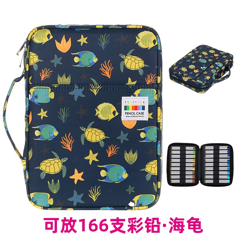新款大容量防g水166孔收纳笔袋笔帘美术彩铅笔帘学生文具盒包邮