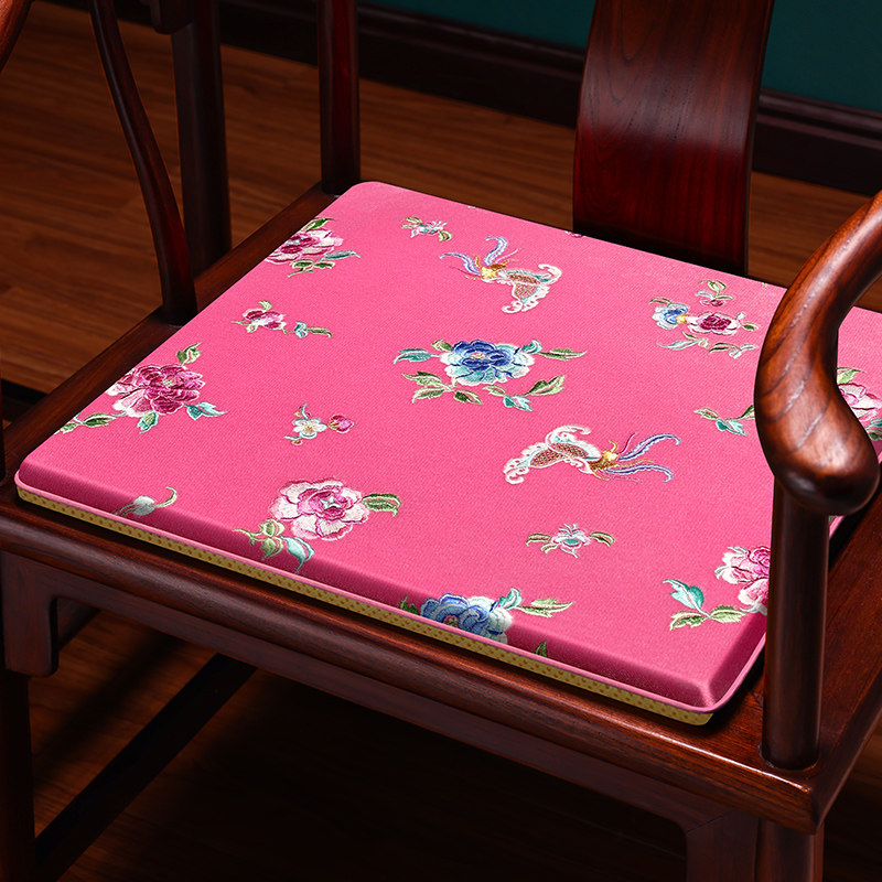 新中式椅垫红木沙发椅子坐垫实木圈椅家具座垫家用绒布刺绣茶椅垫