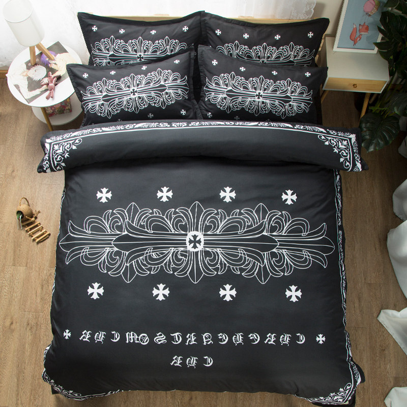 春个性潮酷被套三件套黑色男生欧美风床单DIY网红蛇图案的四件套
