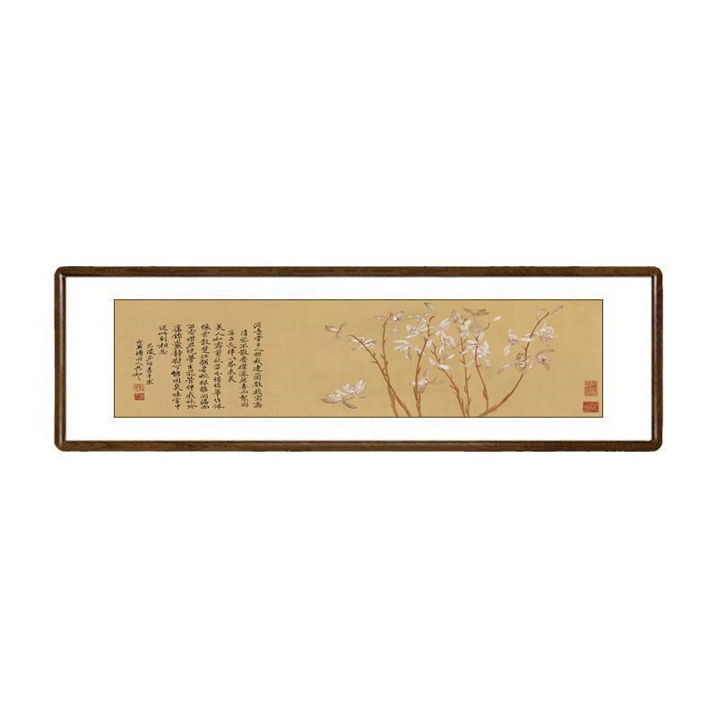 国画中式客厅兰花装饰画办公室有框字画书房卧室挂画恽寿平九兰图