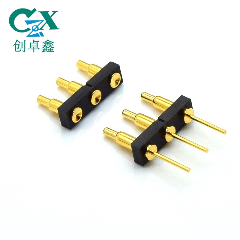 弹簧针连接器公母座 1A电流3pin间距C3.5可折弯侧焊pogopin连接器