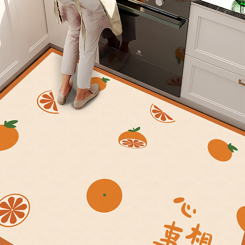 pvc可擦厨房地垫玄关入户耐脏可裁剪皮革地毯防滑防水油家用脚垫