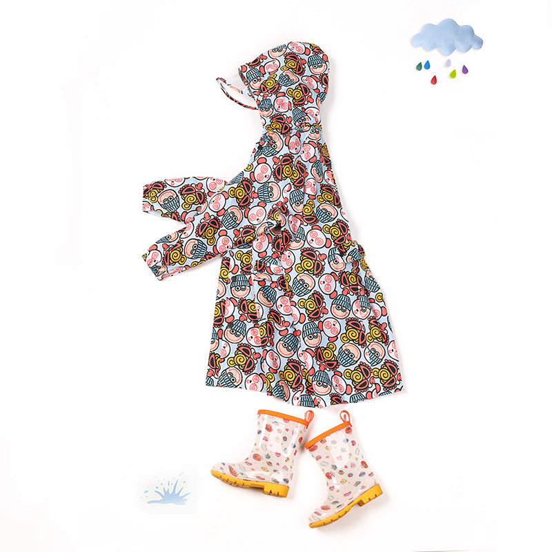 卡通图案小学生幼儿防水男女儿童亲子装雨衣连体雨披带书包位可爱
