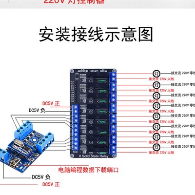 高压灯光编程控制器220VLED灯泡筒灯射灯灯箱DIY跑马流水爆闪器