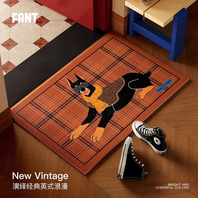 克利弗新年红色皮革入户垫高级感门口防滑垫耐脏防滑垫可擦洗脚垫