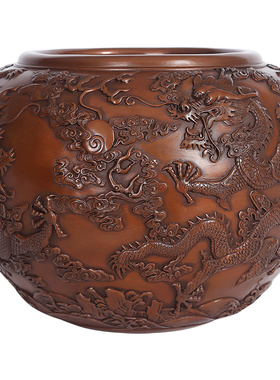 紫铜聚宝盆摆件海水龙缸新中式家居办公室公司开业乔迁送礼品