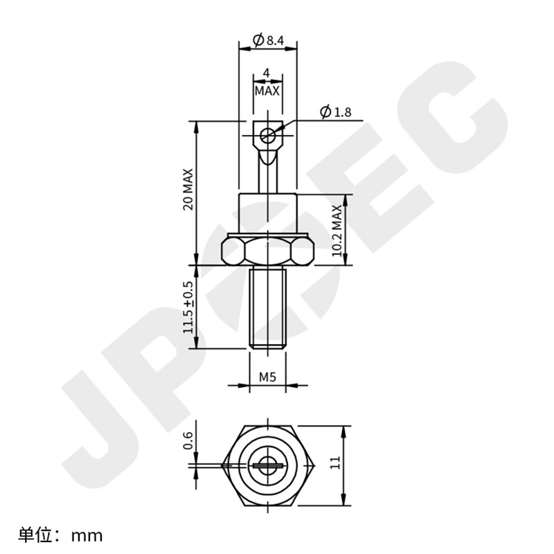 稳压二极管 1N3007B 10W110V DO-4封装M5螺纹 螺栓式齐纳二极管