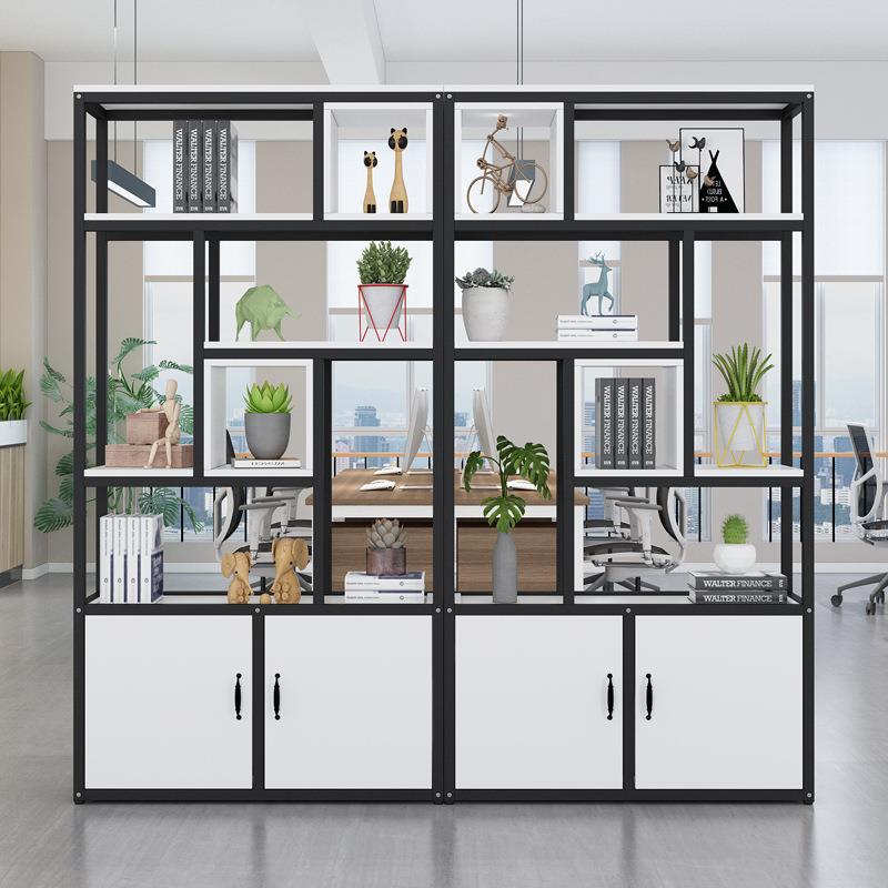 现代简约书架置物架客厅铁艺隔断玄关落地多层展示架收纳架储物架