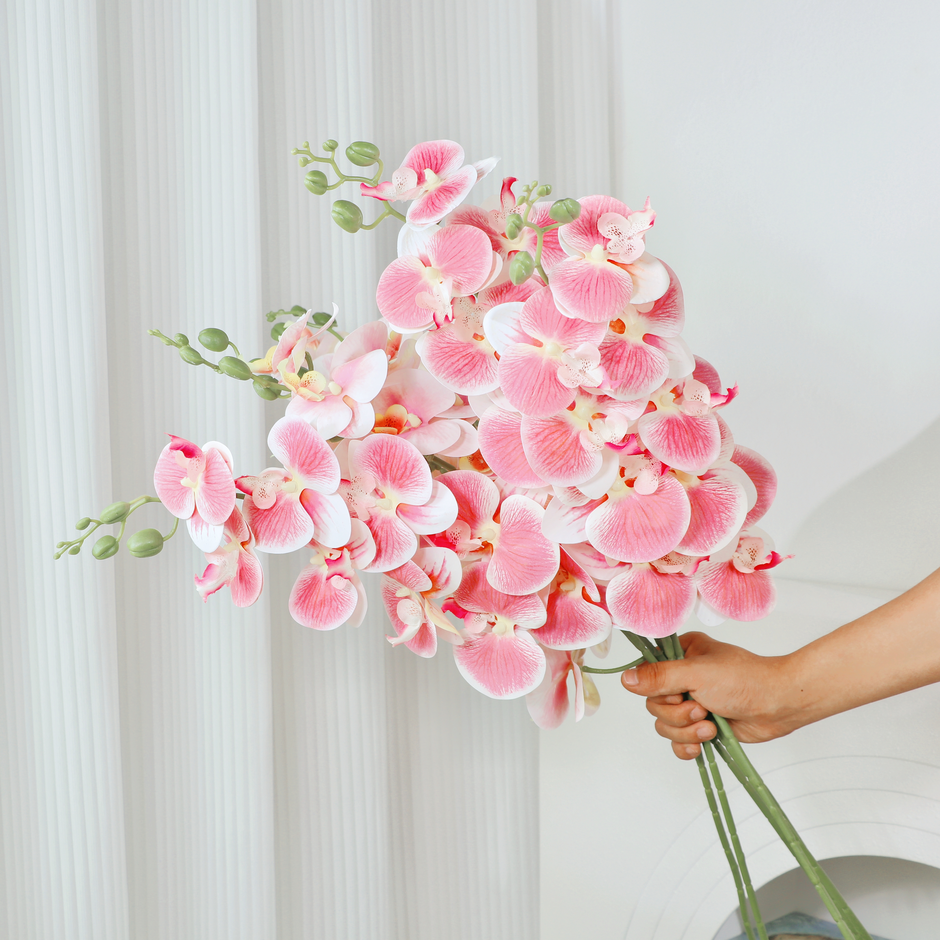 3D软胶9头蝴蝶兰仿真花插花