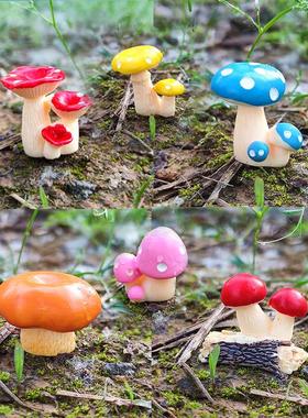 模拟粉色小蘑菇多汁盆景美化装饰儿童小装饰品苔藓微景观蘑菇桌面