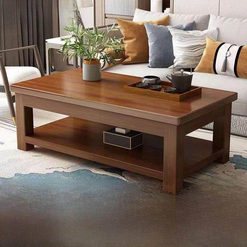 实木茶几客厅家庭小公寓双层茶几简单小桌子简单现代原木餐桌两用