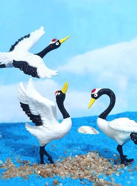 彷真丹顶鹤仙鹤微景观盆景庭院造景白鹤动物小摆件塑料工艺装饰品