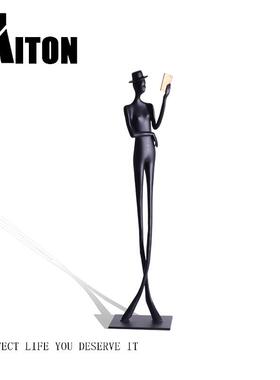 抽象人物看书长腿雕塑摆件样板房酒店电视柜客厅玄关书房铁艺术品