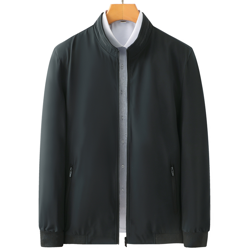 中年爸爸立领外套春秋季男装薄款夹克衫中老年人男士秋装加绒上衣