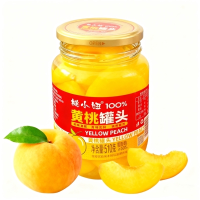 新鲜黄桃罐头黄桃大瓶罐头食品商用510g果肉鲜嫩多汁可口美味营养