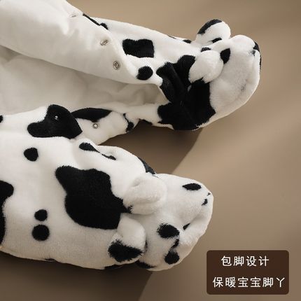 婴儿连体衣冬季加绒加厚保暖包脚新生儿冬装外出抱衣宝宝棉服套装